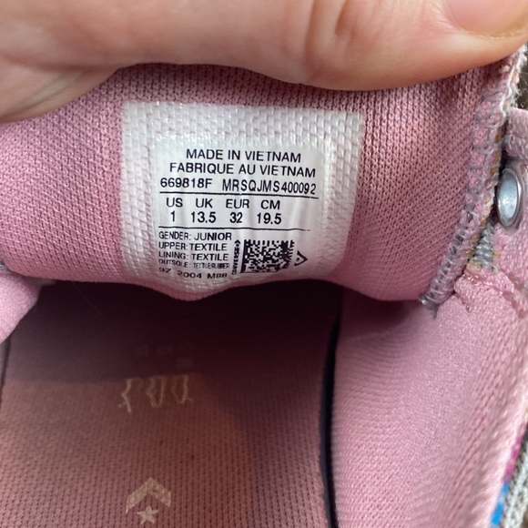 Converse All Star Girls Double Tounge Grey and Rainbow Size 1 - Picture 7 of 8